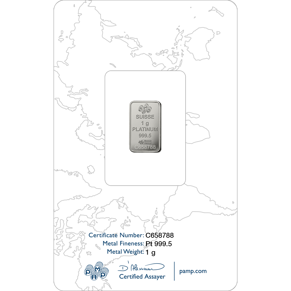 PAMP Lady Fortuna Platinum Minted Bar 1g in Assay