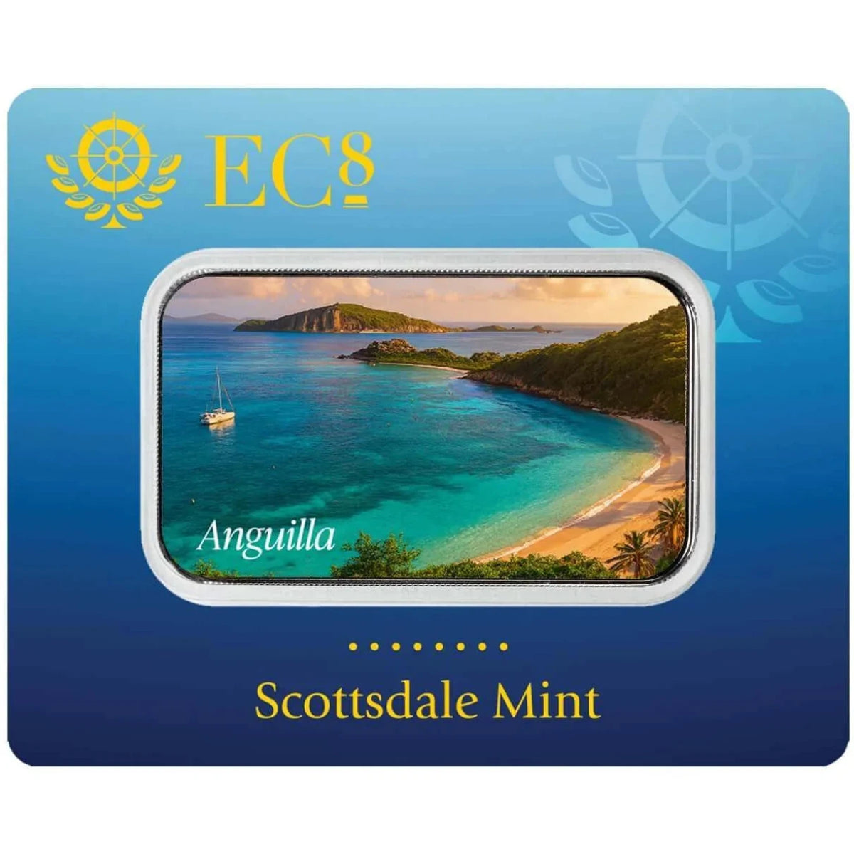 Anguilla Savannah Bay 2025 1 oz Colorized Silver Coin Bar in Assay