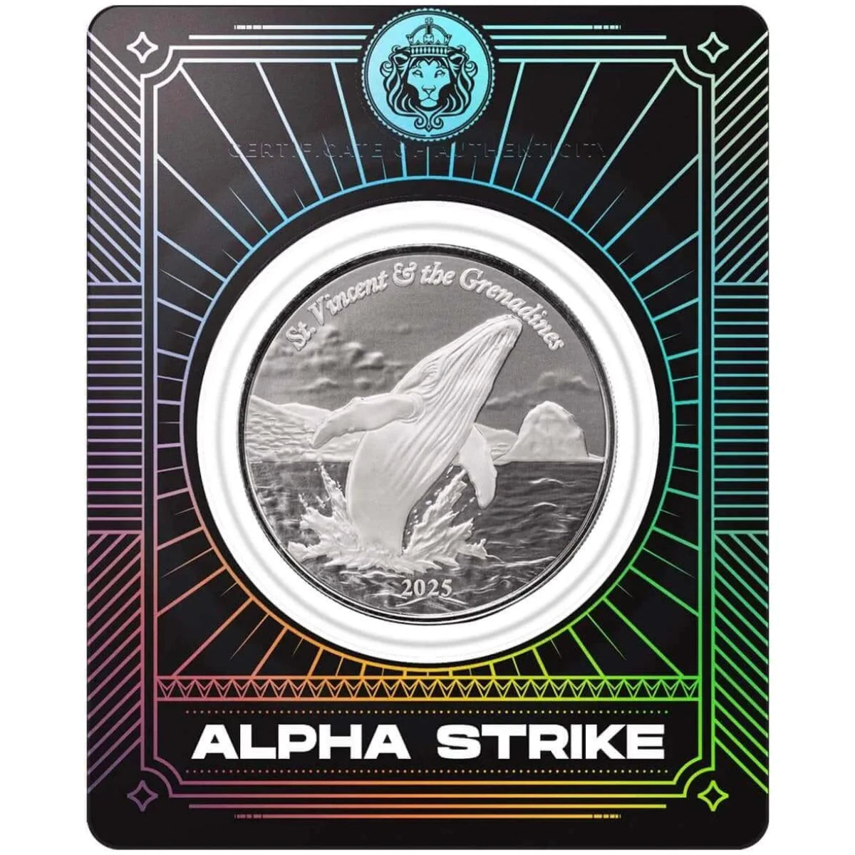 Alpha Strike 2025 St. Vincent & the Grenadines Humpback Whale 1 oz Fine Silver Coin in Assay