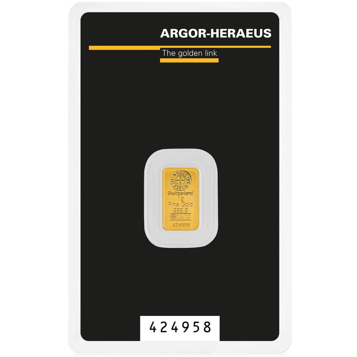 Argor-Heraeus 1g Gold Minted Classic Bar in Assay