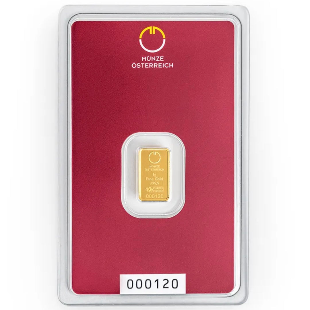 Münze Österreich 1g Gold Minted Bar in Assay