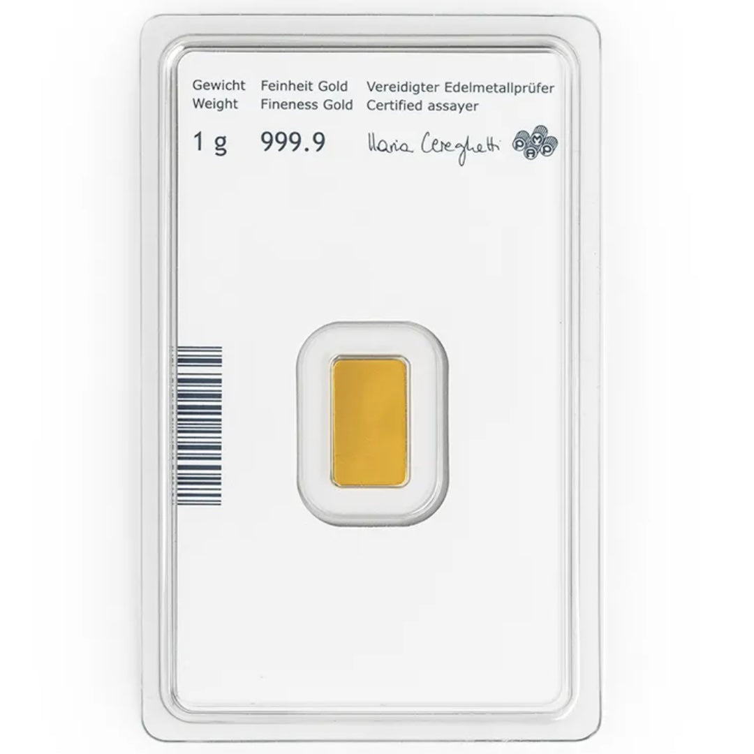Münze Österreich 1g Gold Minted Bar in Assay