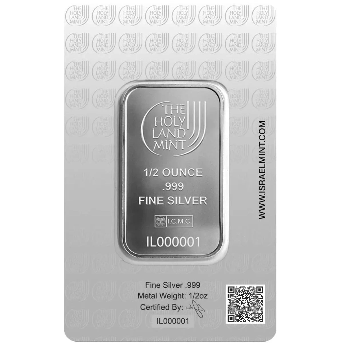 The Holy Land Mint Dove of Peace 1/2 oz Silver Bar in Assay