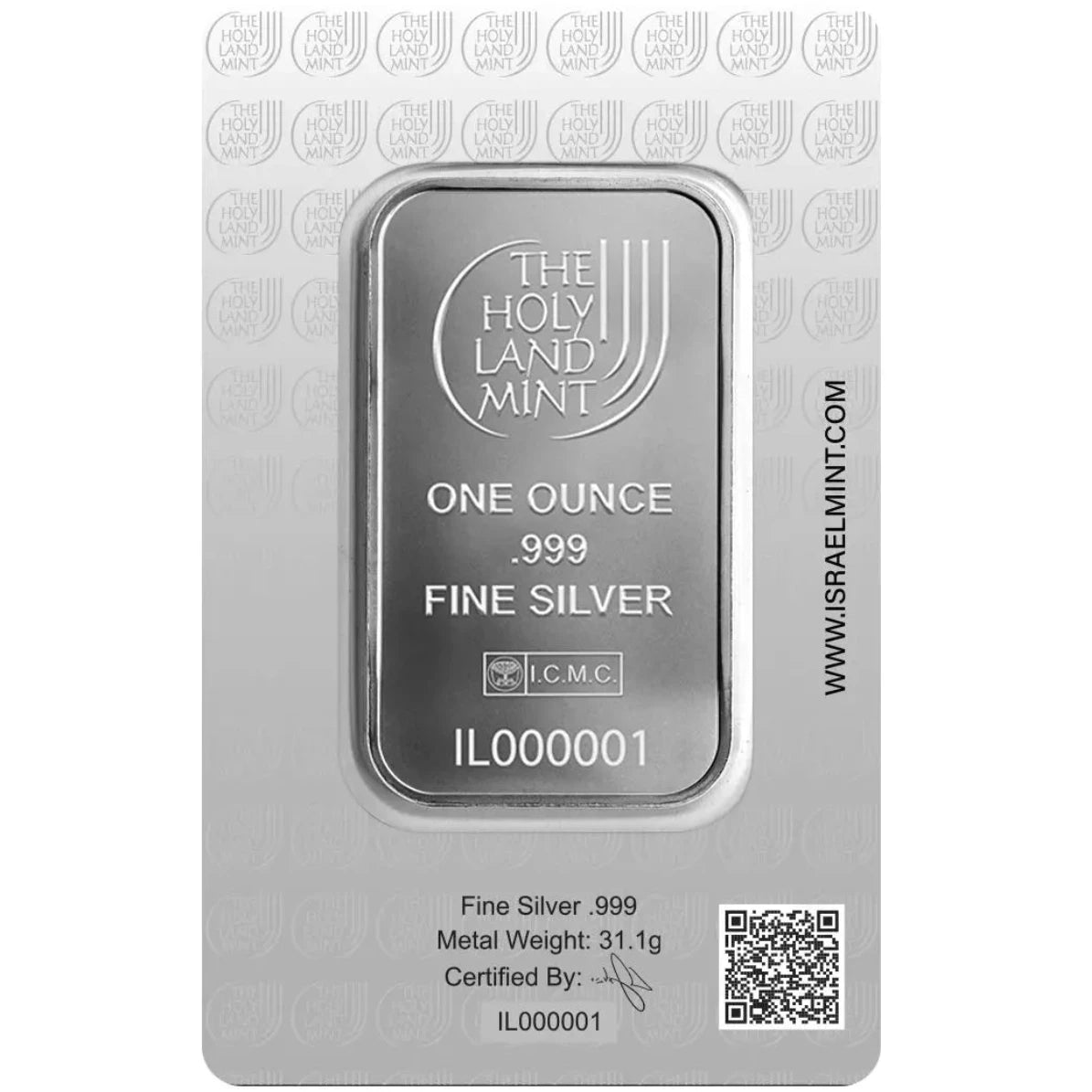 The Holy Land Mint Dove of Peace 1 oz Silver Bar in Assay