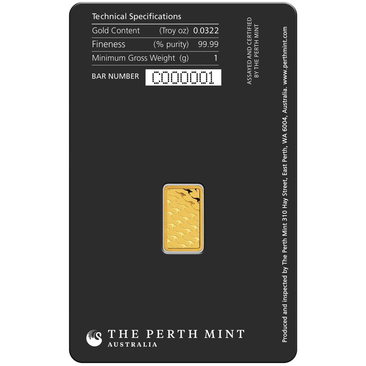 Perth Mint 1g Gold Minted Bar in Assay