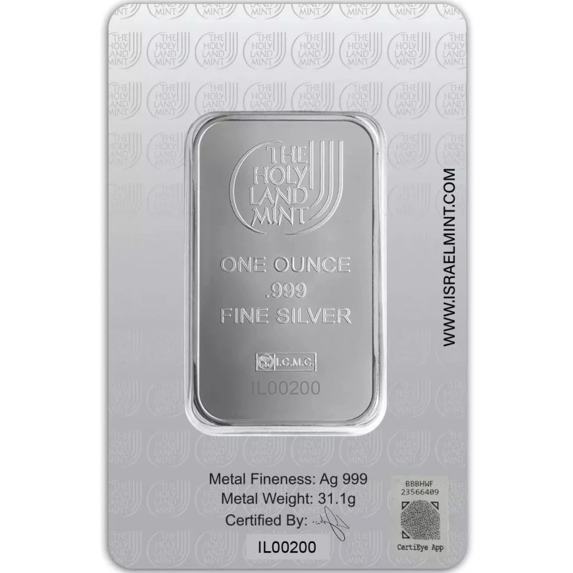 The Holy Land Mint Lion of Judah 1 oz Silver Bar in Assay