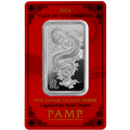 PAMP Lunar Legends 2024 Year of the Dragon 1 oz Silver Bar in Assay
