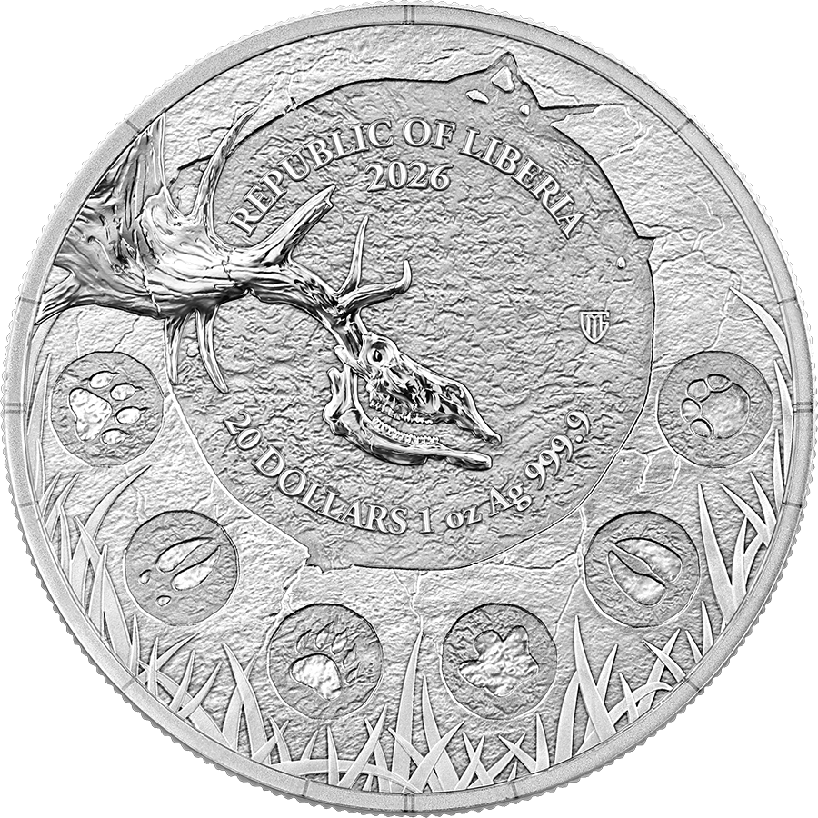 Republic of Liberia Megafauna Giant Deer 2026 1 oz Silver BU