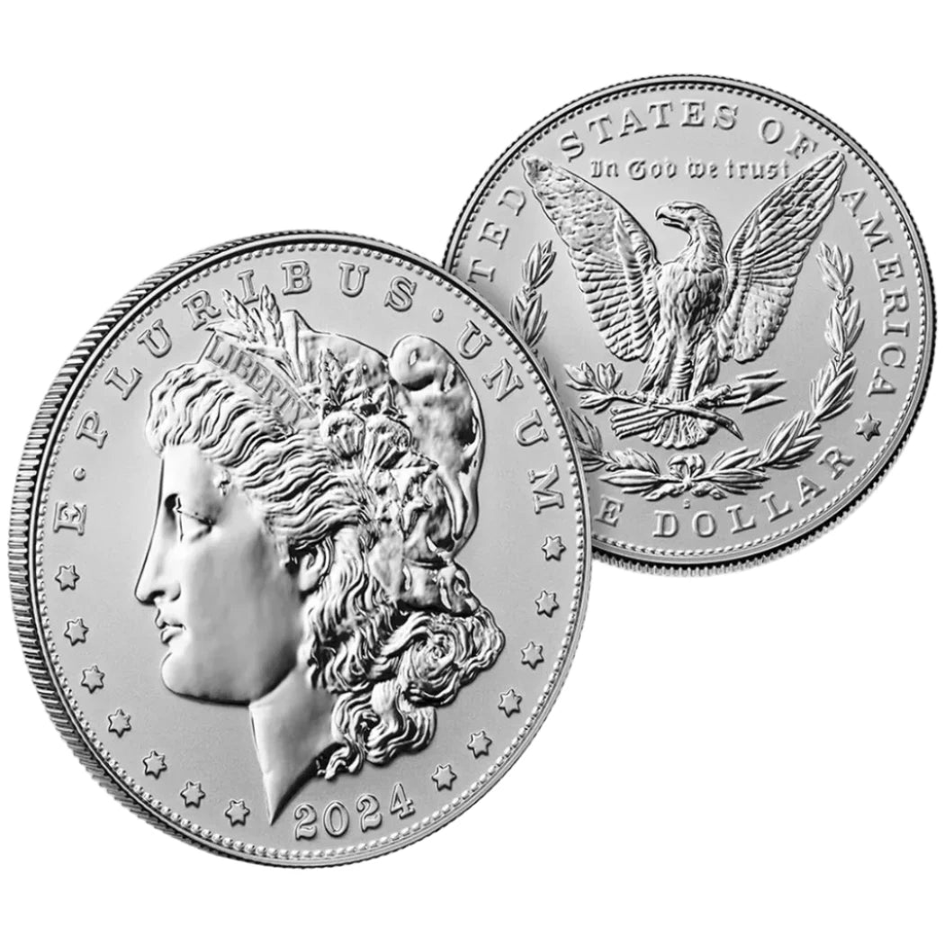 USA Morgan & Peace Silver Dollar 2024 Reverse-Proof Two-coin Set With Box and COA