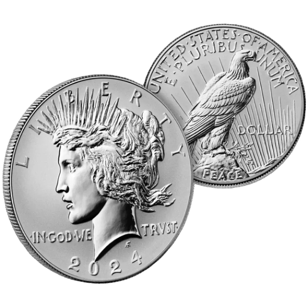 USA Morgan & Peace Silver Dollar 2024 Reverse-Proof Two-coin Set With Box and COA