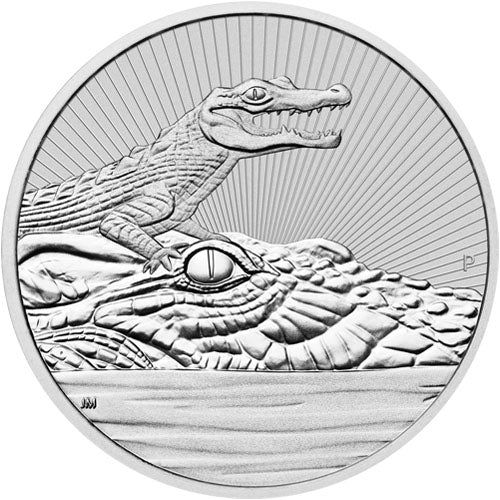Australia Mother and Baby Crocodile 2019 2 oz Silver BU