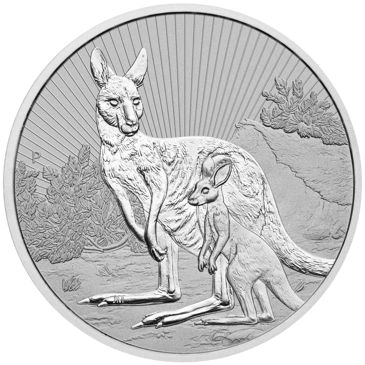 Australia Mother and Baby Kangaroo 2023 2 oz Silver BU