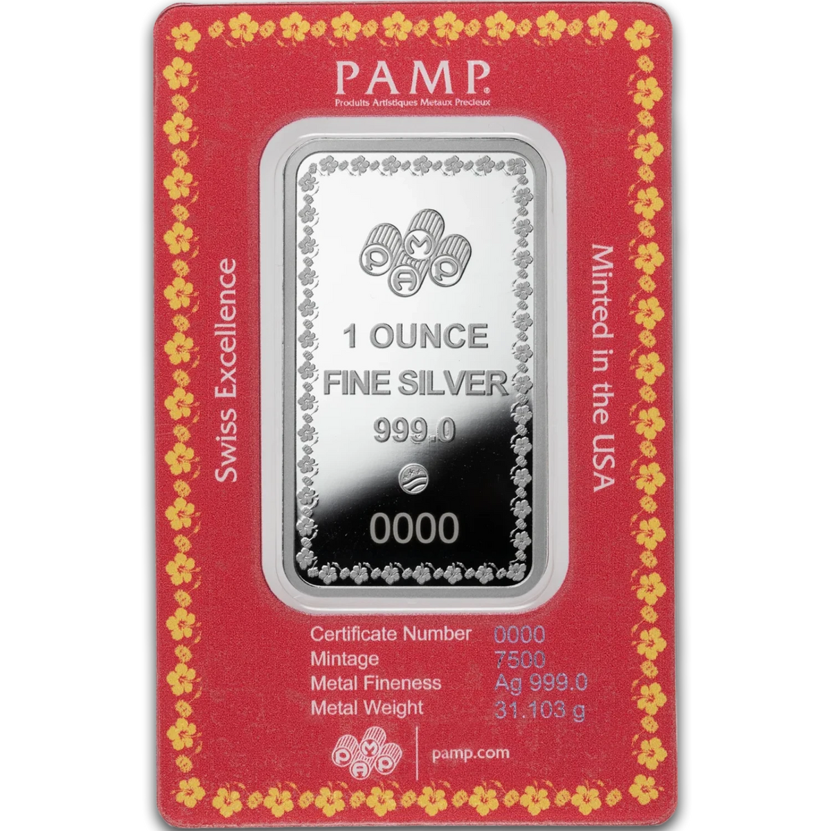 PAMP Diwali Lakshmi and Sacred Cow 2026 1 oz Silver Minted Bar in Assay