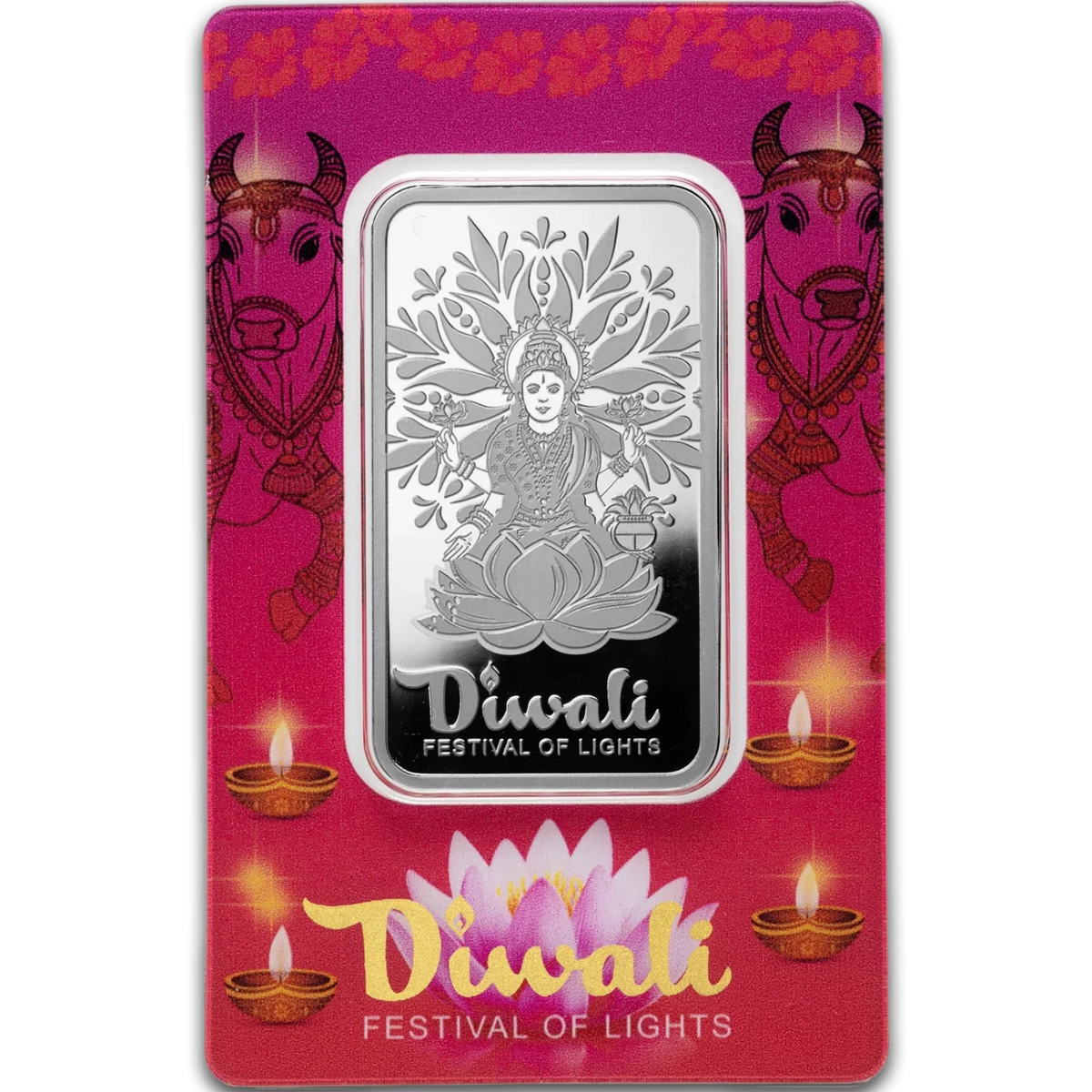 PAMP Diwali Lakshmi and Sacred Cow 2026 1 oz Silver Minted Bar in Assay