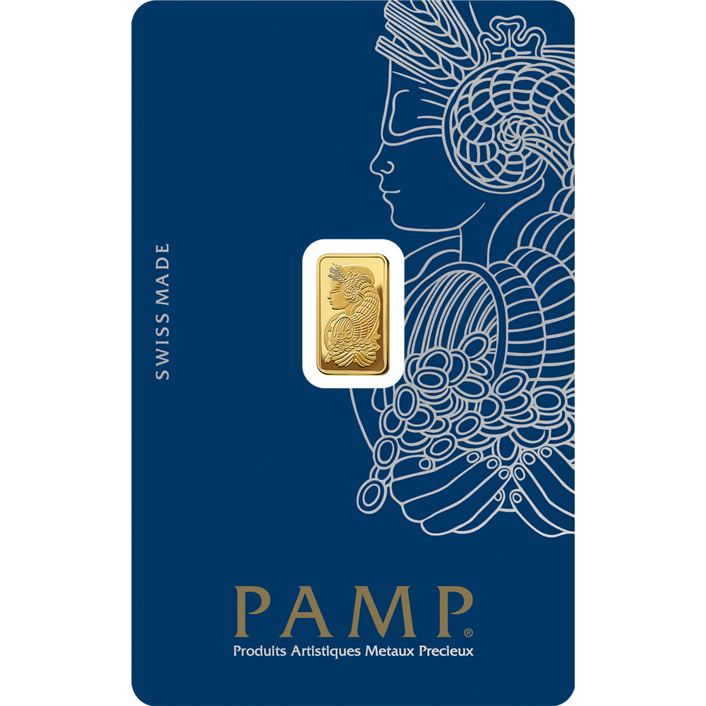PAMP Lady Fortuna Gold Minted Bar 1g in Assay