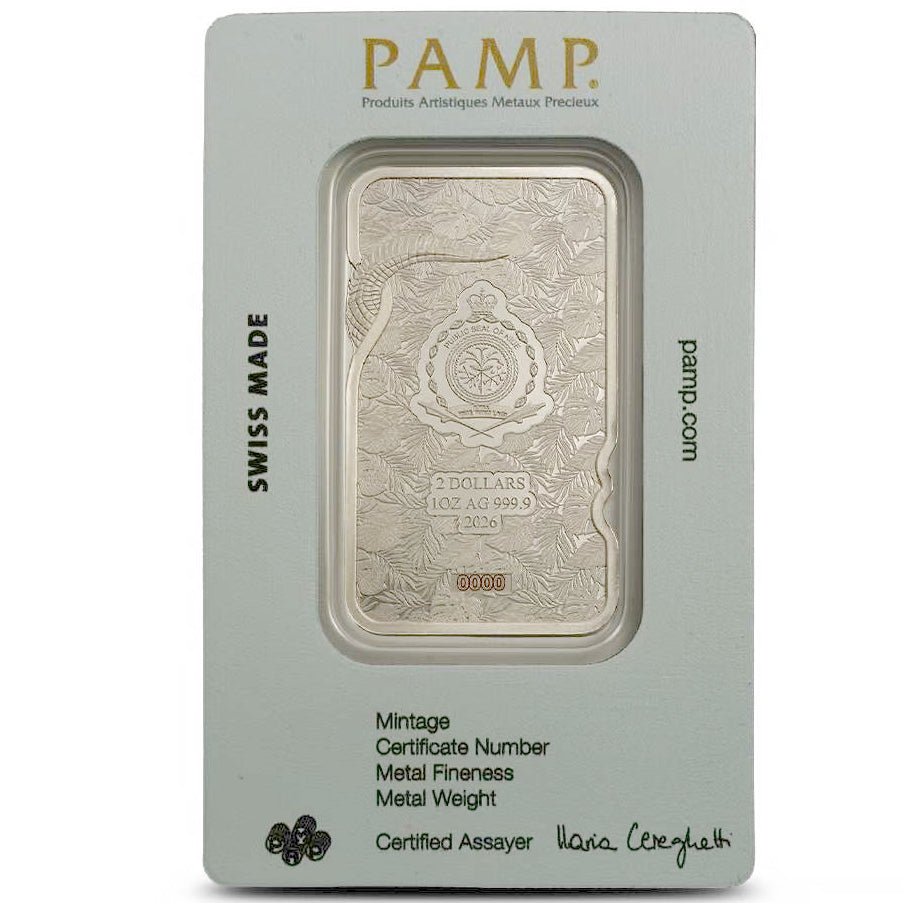 PAMP Niue Nature’s Grip 2026 Nile Crocodile 1 oz Silver Rectangular Coin in Assay