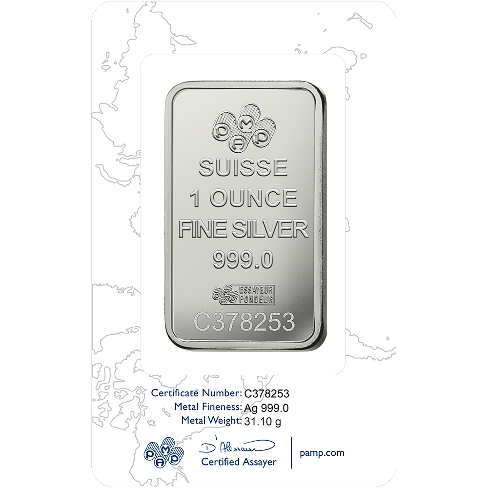 PAMP Lady Fortuna Silver Minted Bar 1 oz in Assay