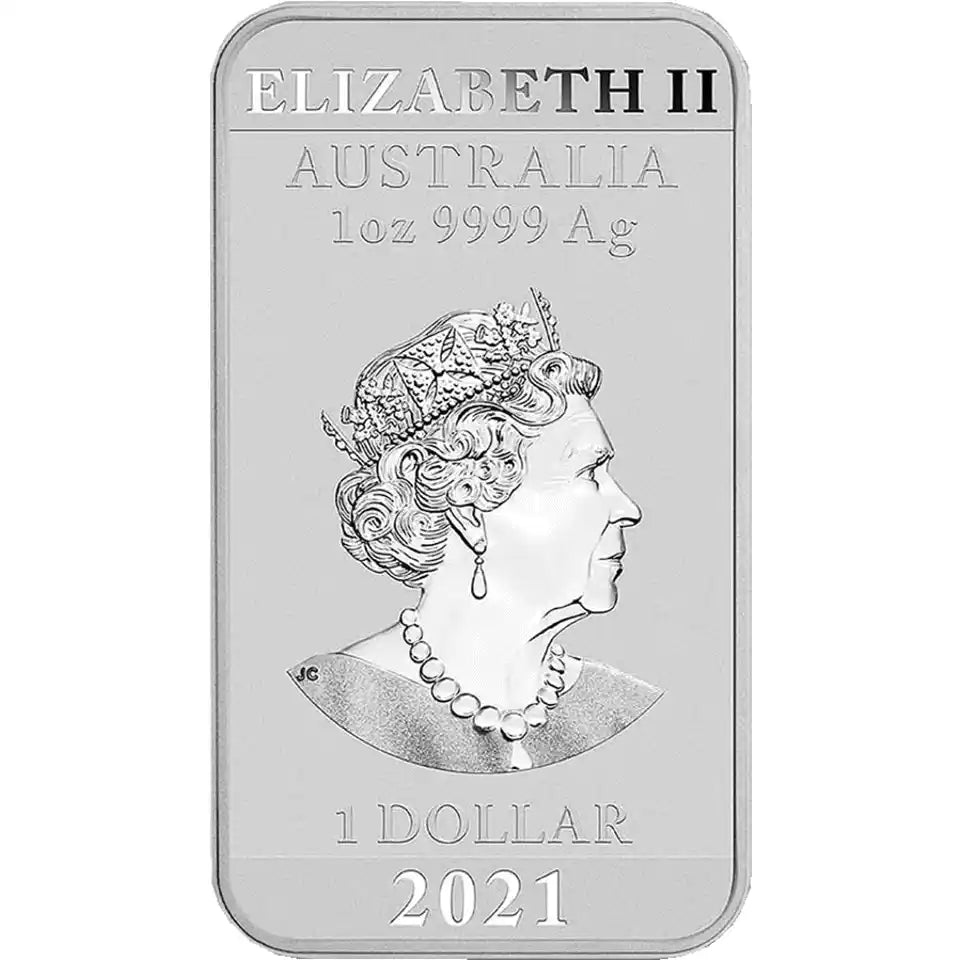 Australia Rectangular Dragon 2021 1 oz Silver Coin BU