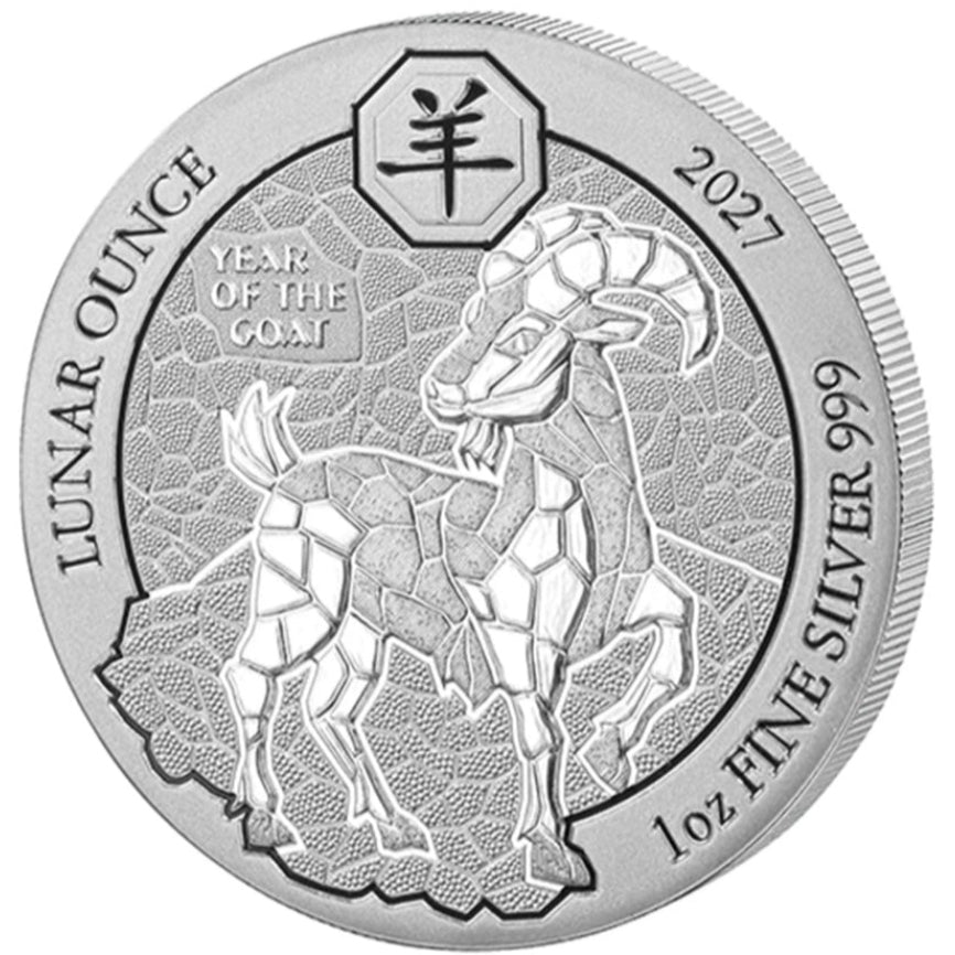 Rwanda Lunar Ounce Year of the Goat 2027 1 oz Silver BU