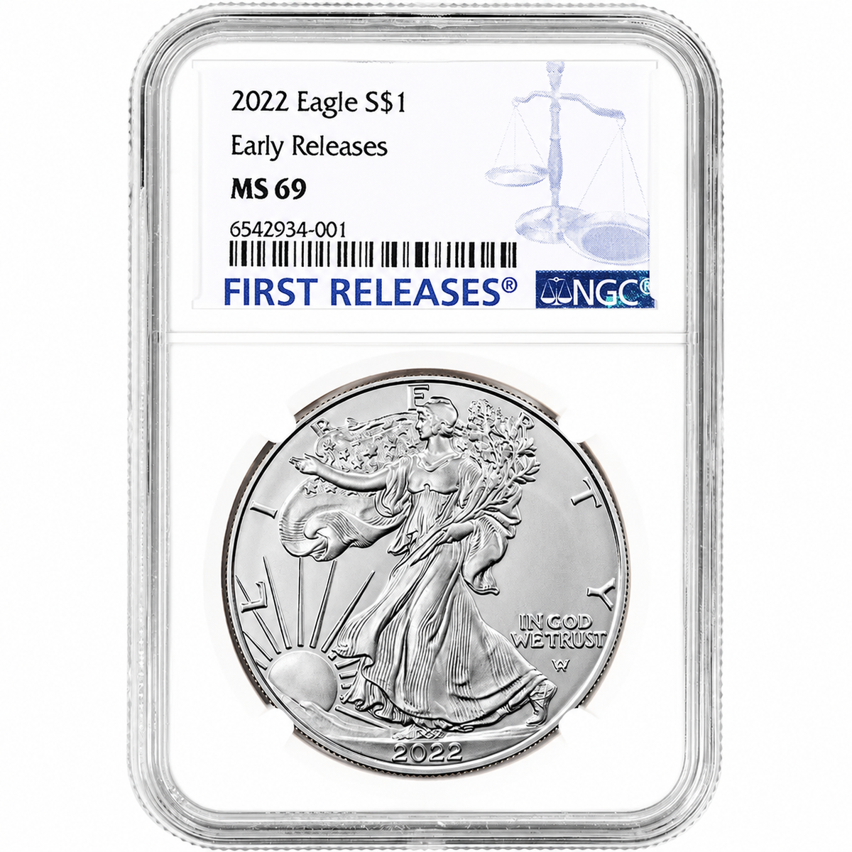 USA Silver Eagle BU 2022 MS69 First Releases NGC Blue Label