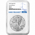 USA Silver Eagle BU 2024 MS69 Early Releases NGC Blue Label