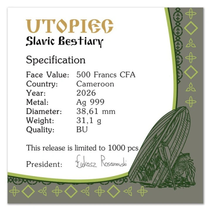 Cameroon Slavic Bestiary Utopiec 2026 1 oz Silver BU