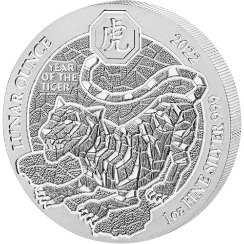 Rwanda Lunar Ounce Year of the Tiger 2022 1 oz Silver BU